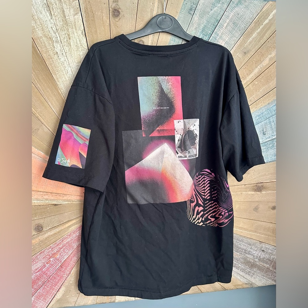 Zara Two Universes Black Crew Neck T-Shirt